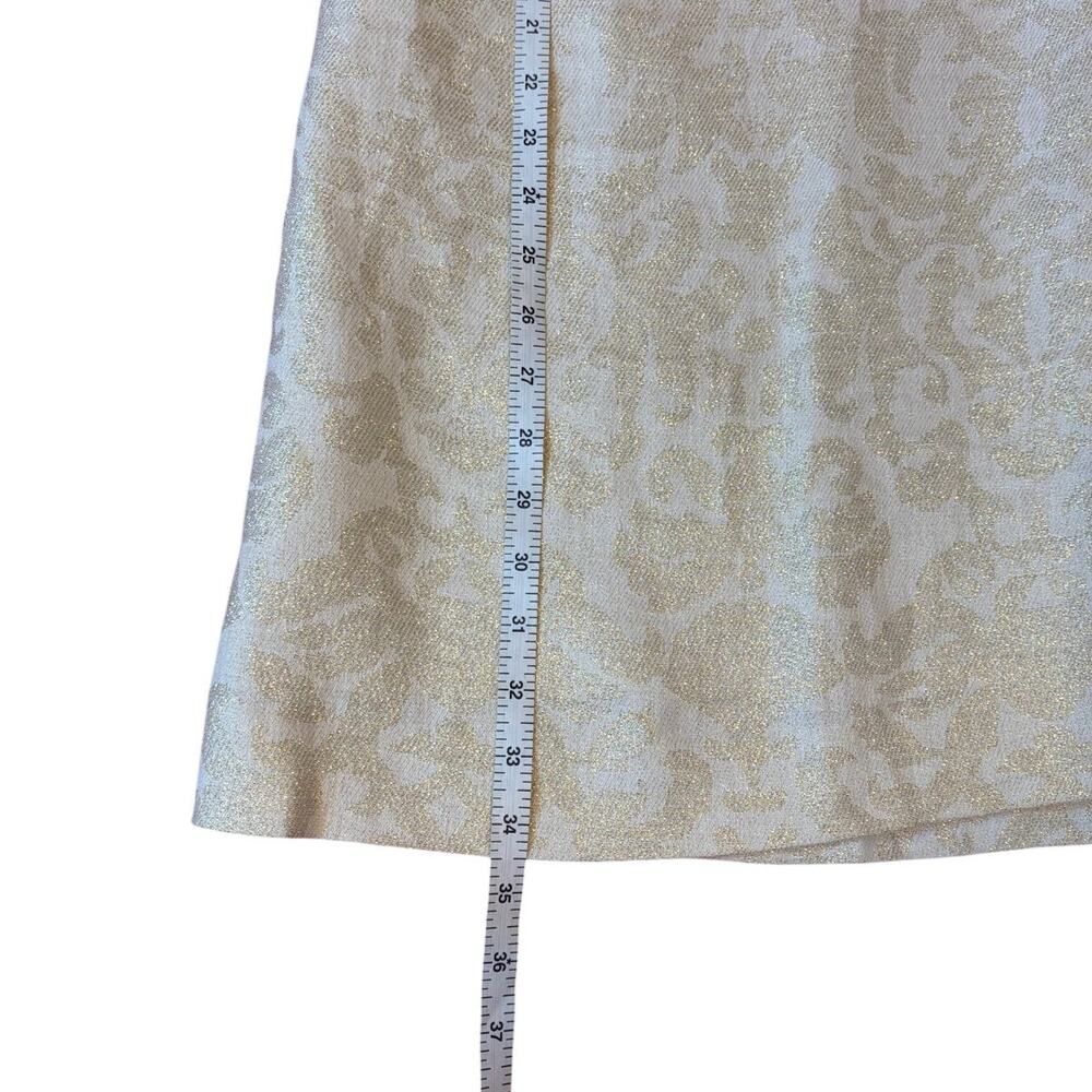 LILLY PULITZER Gold Metallic Dress Sz 4 Jacqueline Shift White Lace Bib - Picture 7 of 9